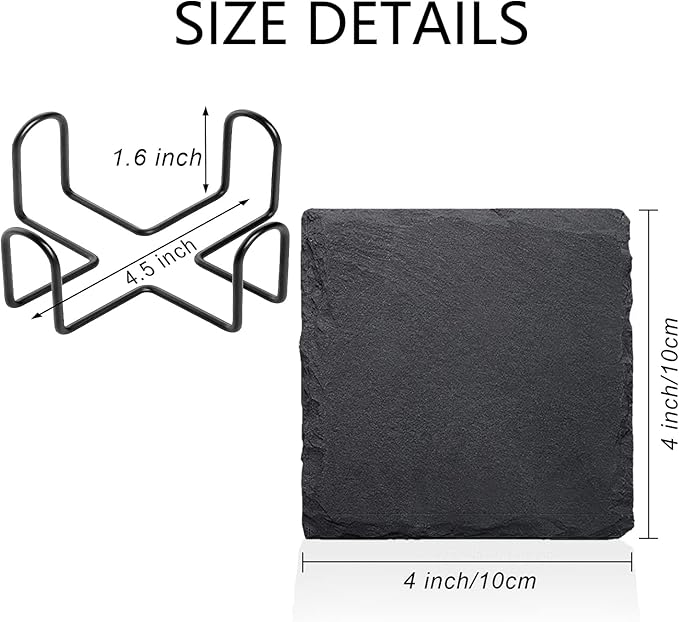 Square Slate Coasters - Set of 4