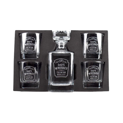 Whiskey Set - Decanter & 4 Glasses in Wood Box