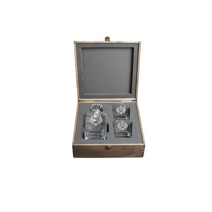 Whiskey Set - Decanter & 2 Glasses in Wood Box